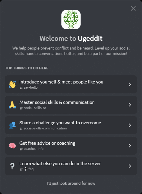 Discord welcome activities community examples outcomes goals objectives benefits gains